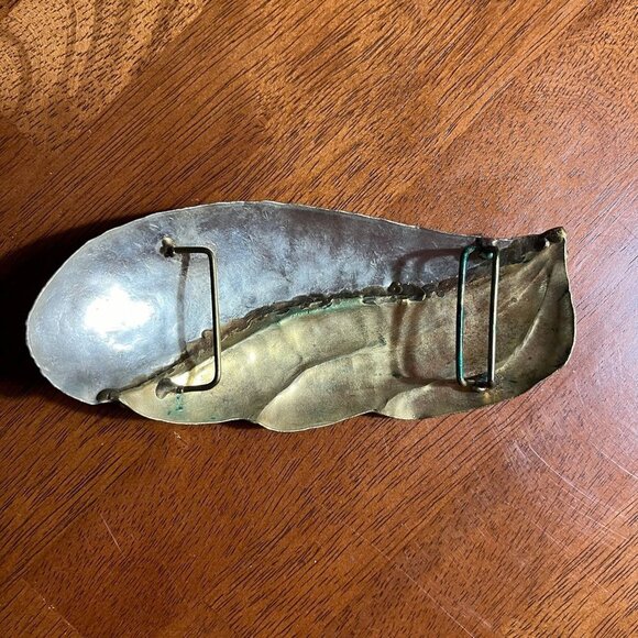 Mixed Metal Brutalist Belt Buckle Brass Silver Oversized Western Gypsy Modernist - Picture 5 of 7